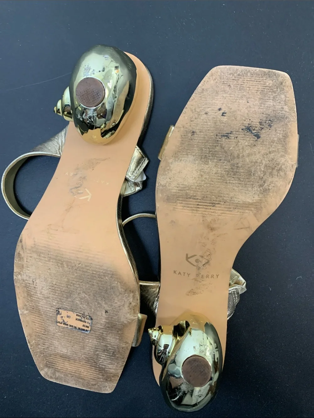 Katy Perry Collections Metallic Gold Sculptural Heel Sandals